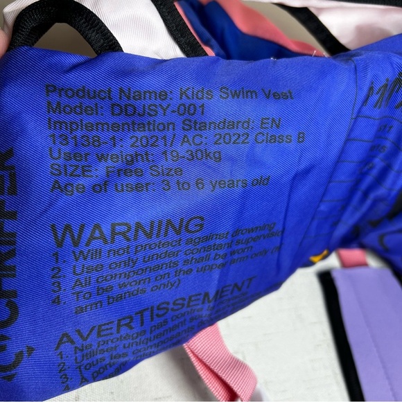 Swim Vest Life Jacket Kids Ages 3-6 Girls, Toddler Floaties pink flamingo NEW - Picture 4 of 6